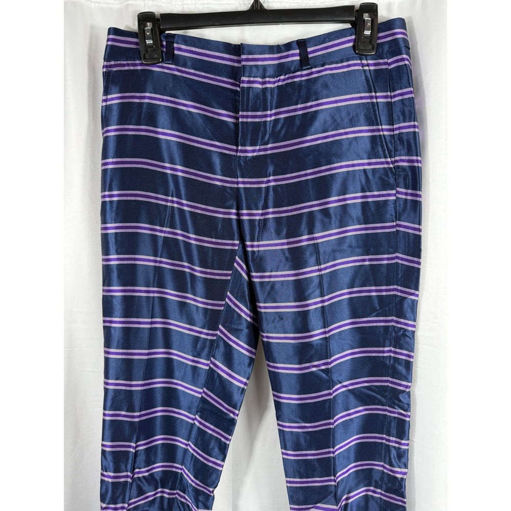 Banana Republic Ryan OS Navy Purple Striped Slim Fit Mid Rise Pants NWT - Picture 2 of 8